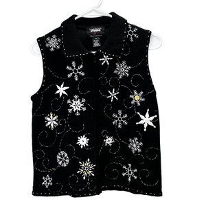 Designers Originals Studio Joy Christmas Snowflake Sweater PS Zip Cardigan Vest